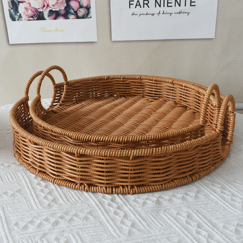 Round Rattan Serving Tray Bowlift