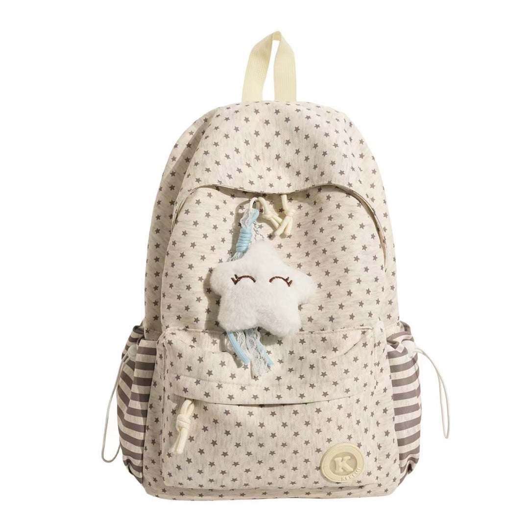 Star-Patterned Plush Backpack Bowlift
