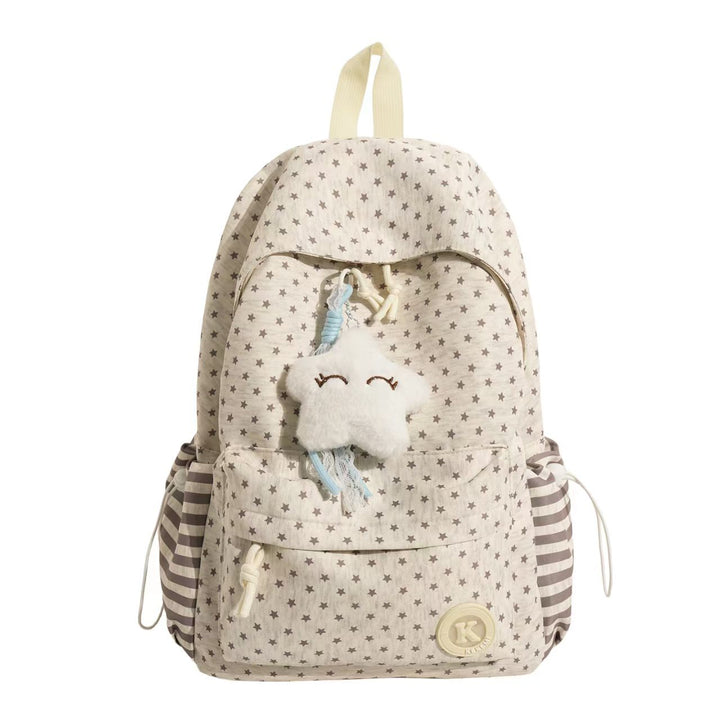 Star-Patterned Plush Backpack Bowlift
