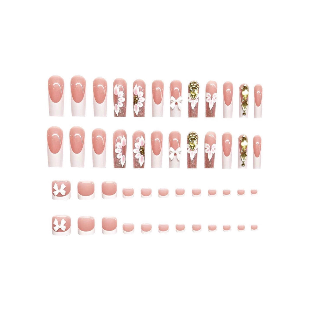 Exquisite Floral Acrylic Nail Art Bowlift