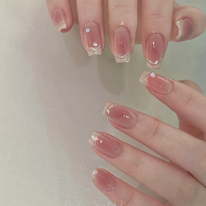 Elegant French Tip Gel Press-On Nails Bowlift