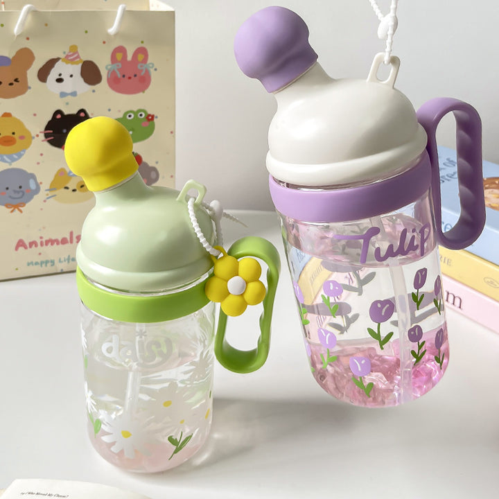 Women's practical and decorative drinking bottle with silicone lid Bowlift