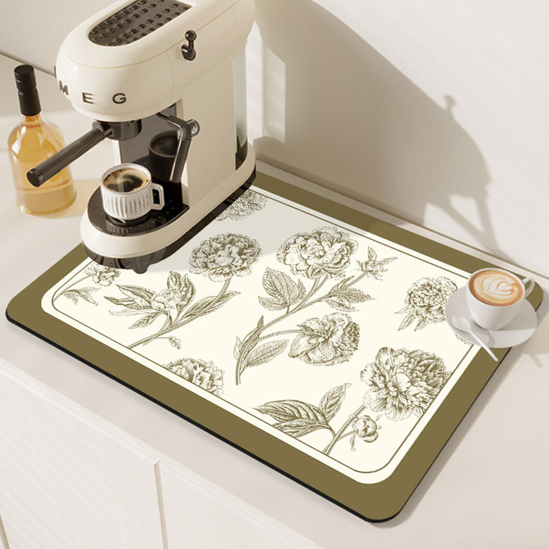 Decorative Absorbent Kitchen Sink Dish Drying Mat Bowlift