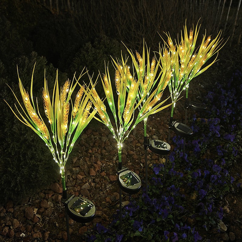 Solar LED Ornamental Grass Pathway Stake Lights With Integrated Solar Panel Bowlift