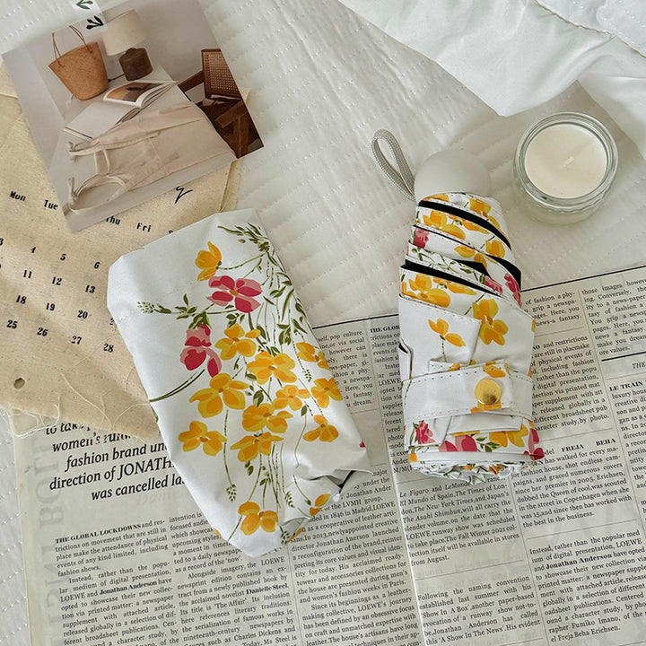Women Foldable Sunshade with Flower Design Bowlift