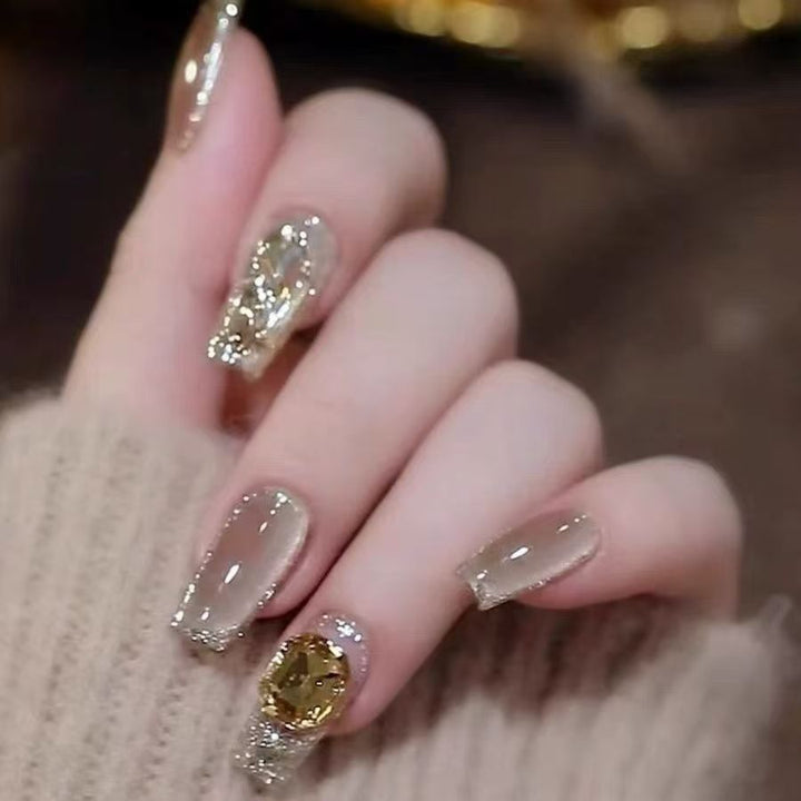 Luxury Crystal-Embellished Press-On Nails Bowlift