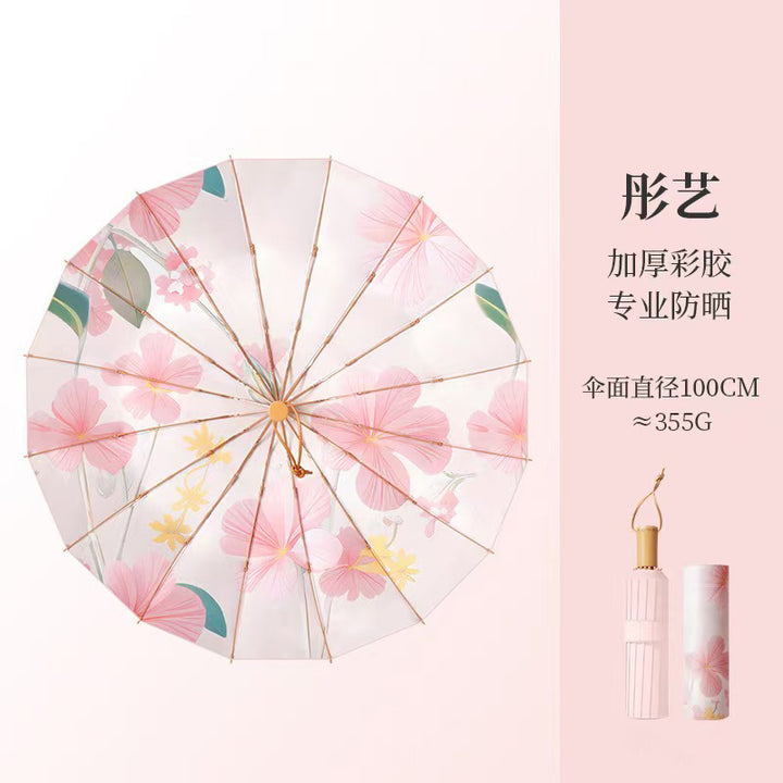 Women Foldable Umbrella with Floral Pattern Bowlift
