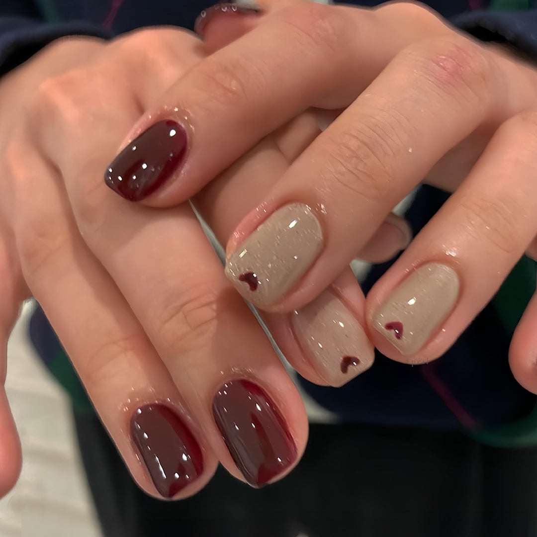 Artistic Heart-Design Press-On Nail Art Bowlift