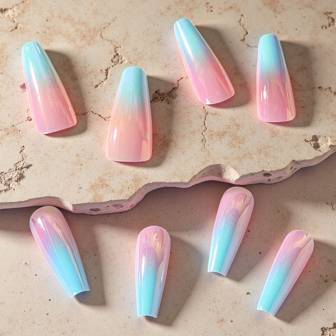 Artificial nails in modern glitter gradient design Bowlift