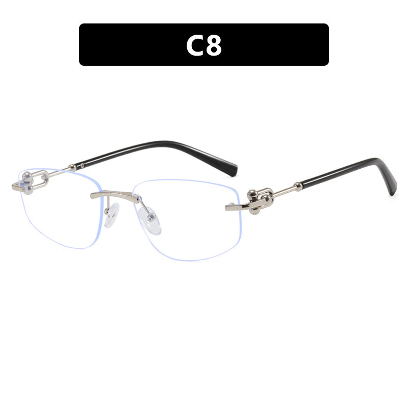 Ladies elegant semi-rimless glasses with luxurious metal frame and transparent lenses Bowlift