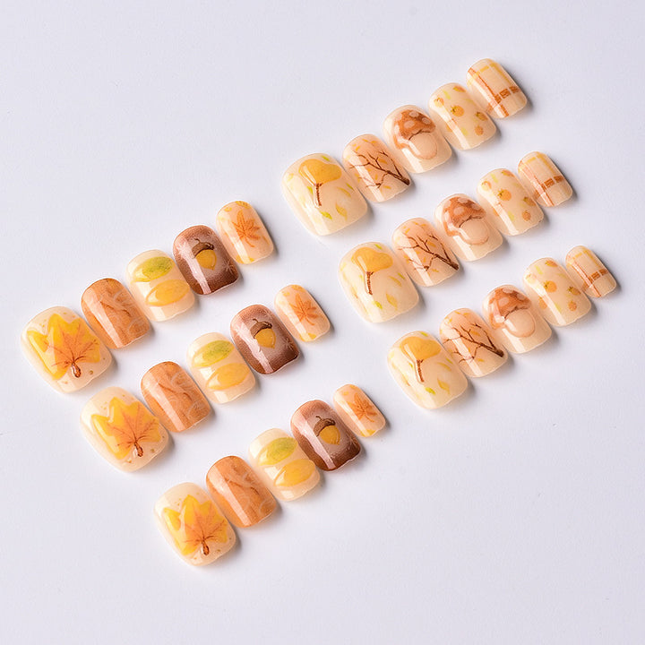 Autumn-Inspired Press-On Nail Art Set Bowlift
