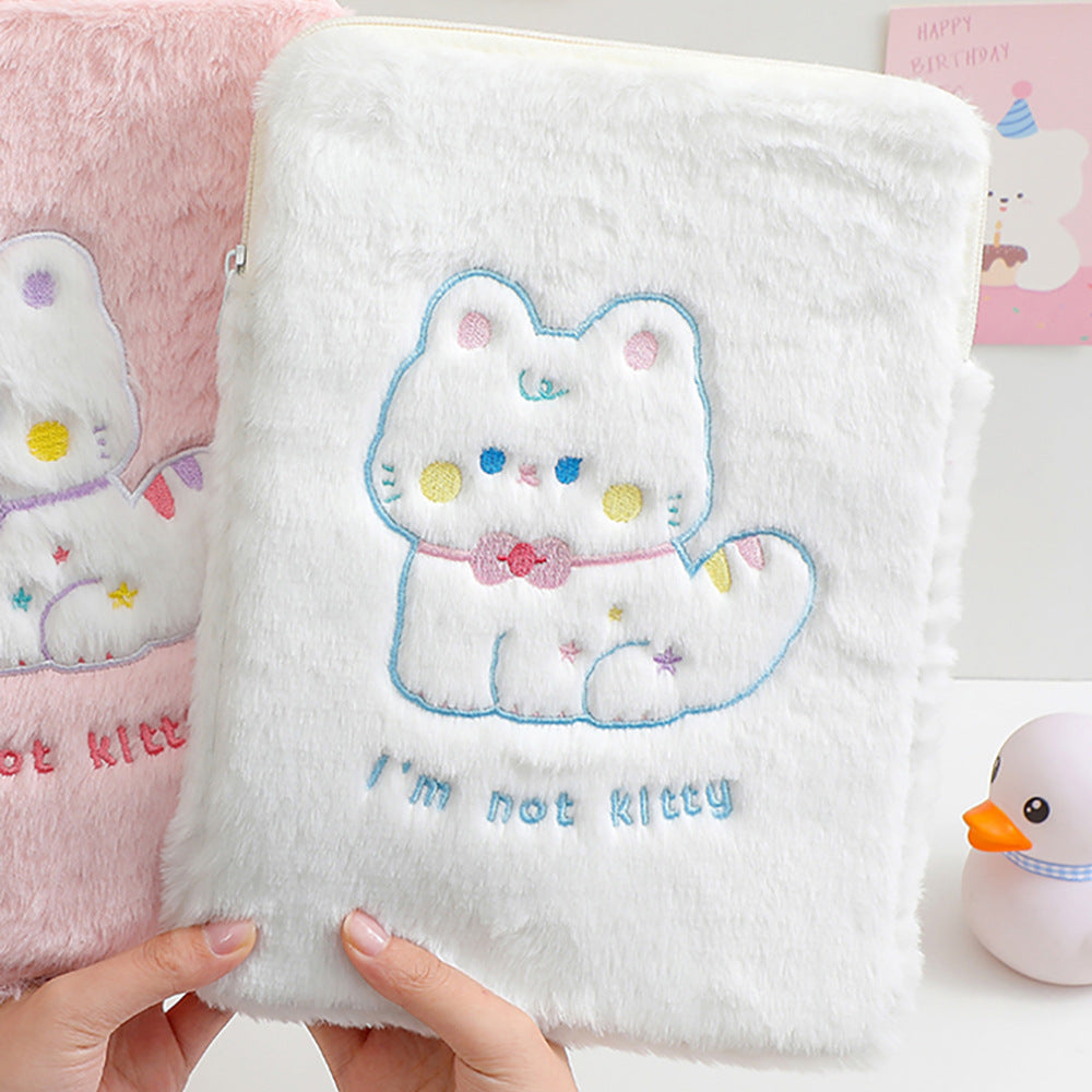 Cute Cat-Themed Furry Pencil Case Bowlift