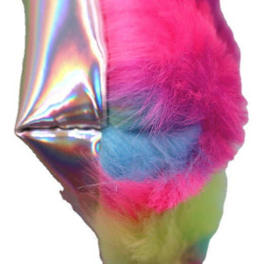 Furry Multicolored Plush Pencil Case Bowlift