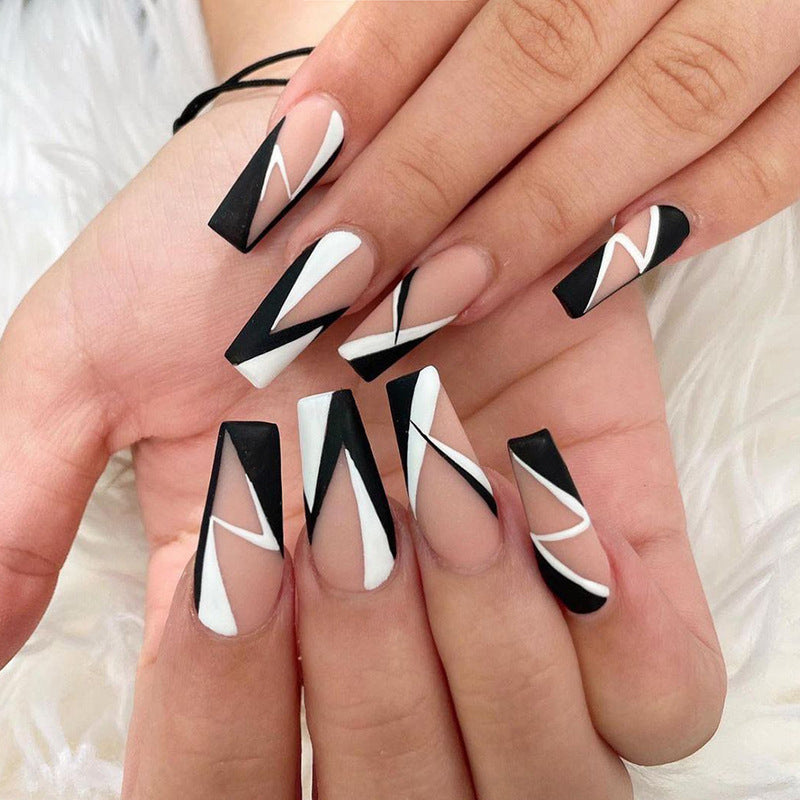Artistic Nail Extensions with Geometric Design Bowlift