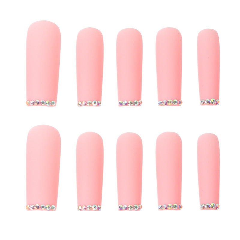 Long Press-On Nails with Rhinestone Accents Bowlift