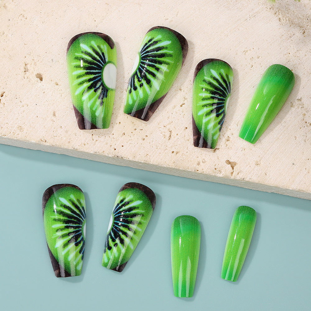 Creative artificial nails with kiwi motif Bowlift