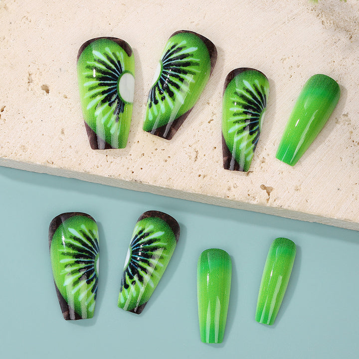 Creative artificial nails with kiwi motif Bowlift