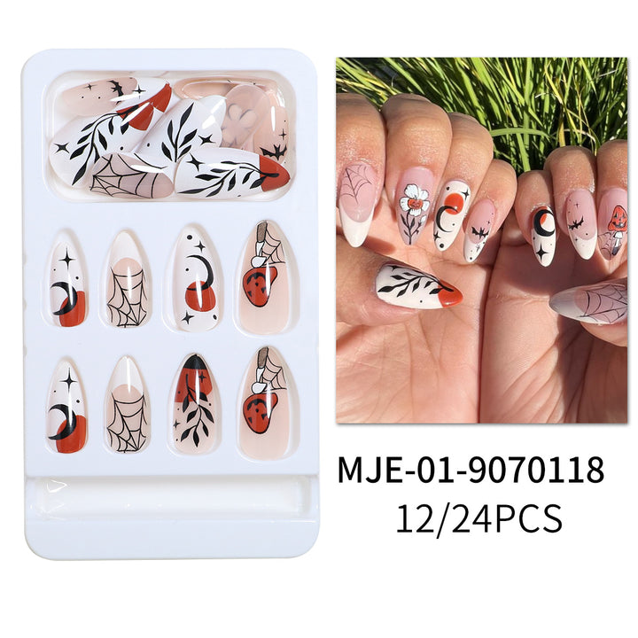 Artistic Halloween-Themed Press-On Nail Set Bowlift