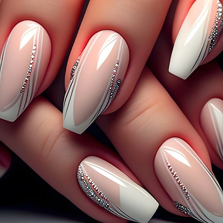Elegant Stiletto Press-On Nails with Crystal Accents Bowlift