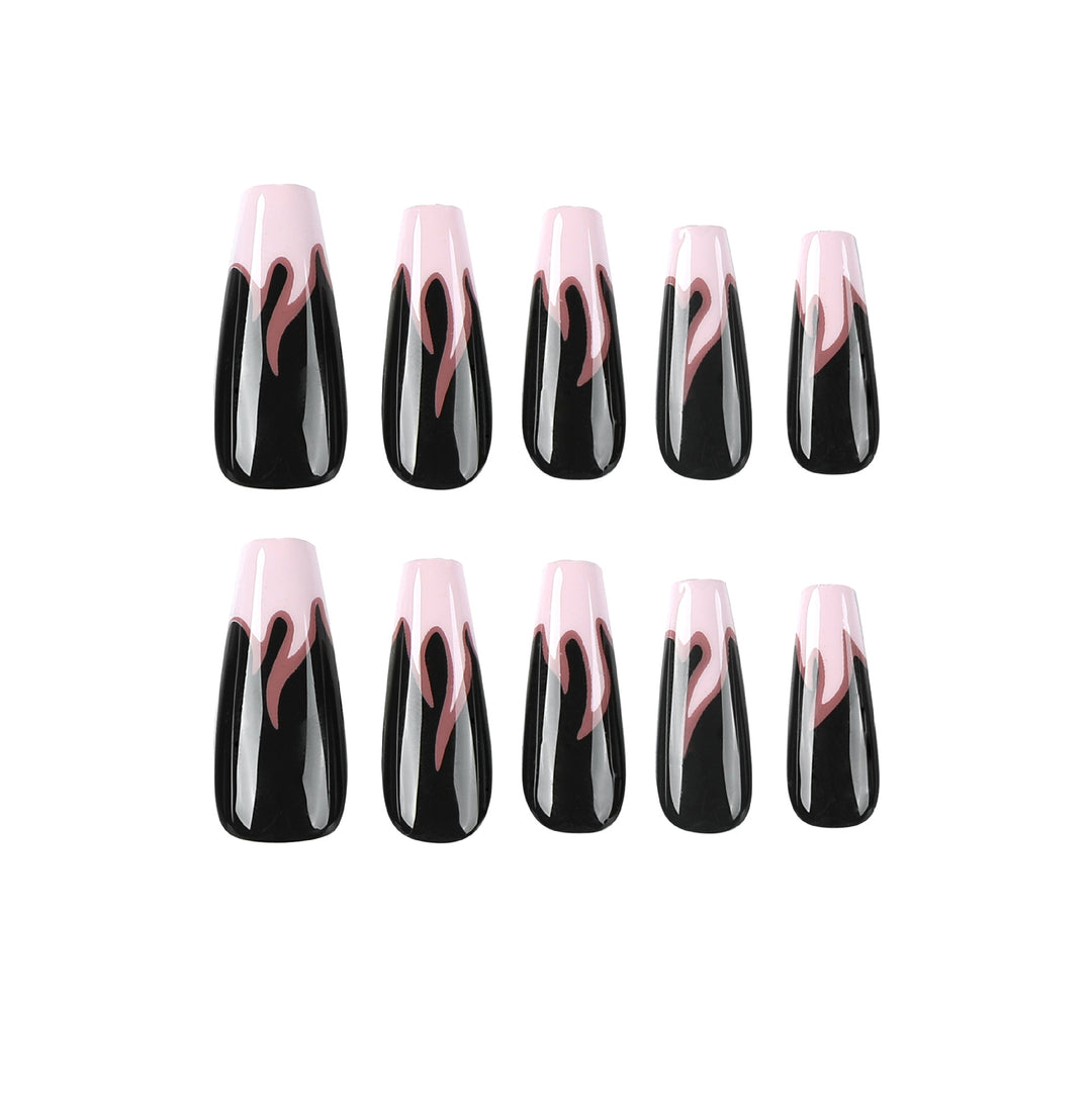 Artistic nail extensions with gradient and flame design Bowlift