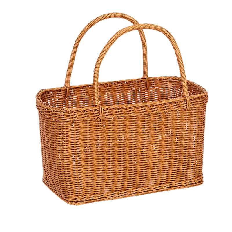 Handcrafted Rectangular Wicker Storage Basket Bowlift