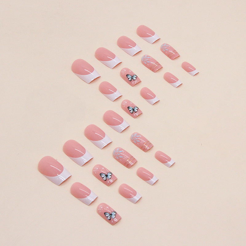 Decorative Butterfly Design Press-On Nails Bowlift
