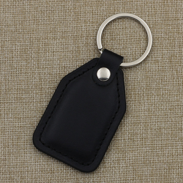 Genuine leather stitched keychain tag with stainless steel ring Bowlift