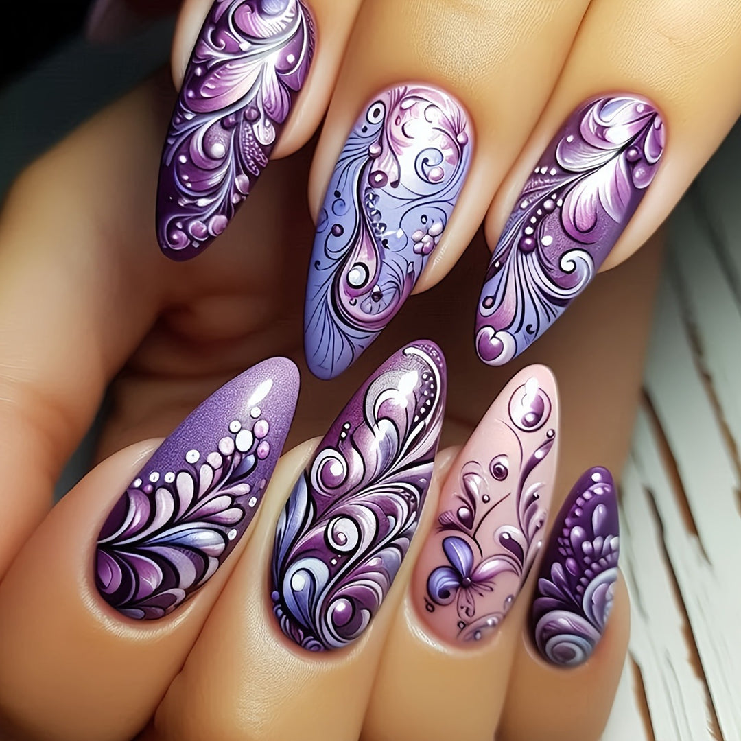 Artistic Floral Nail Design Bowlift