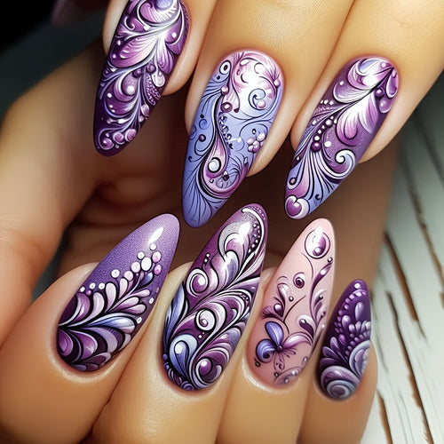Artistic Floral Nail Design Bowlift