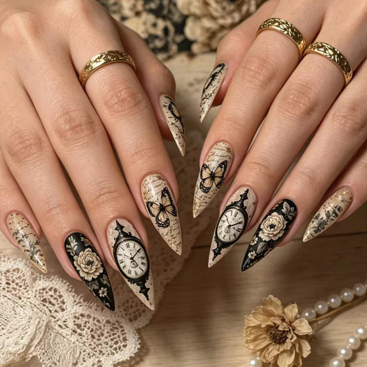 Artistic Vintage Floral Nail Art Bowlift