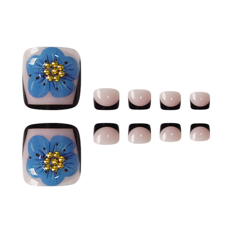Decorative Floral Press-On Toenails Bowlift