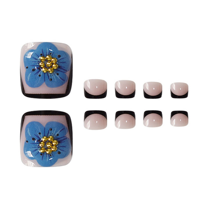 Decorative Floral Press-On Toenails Bowlift