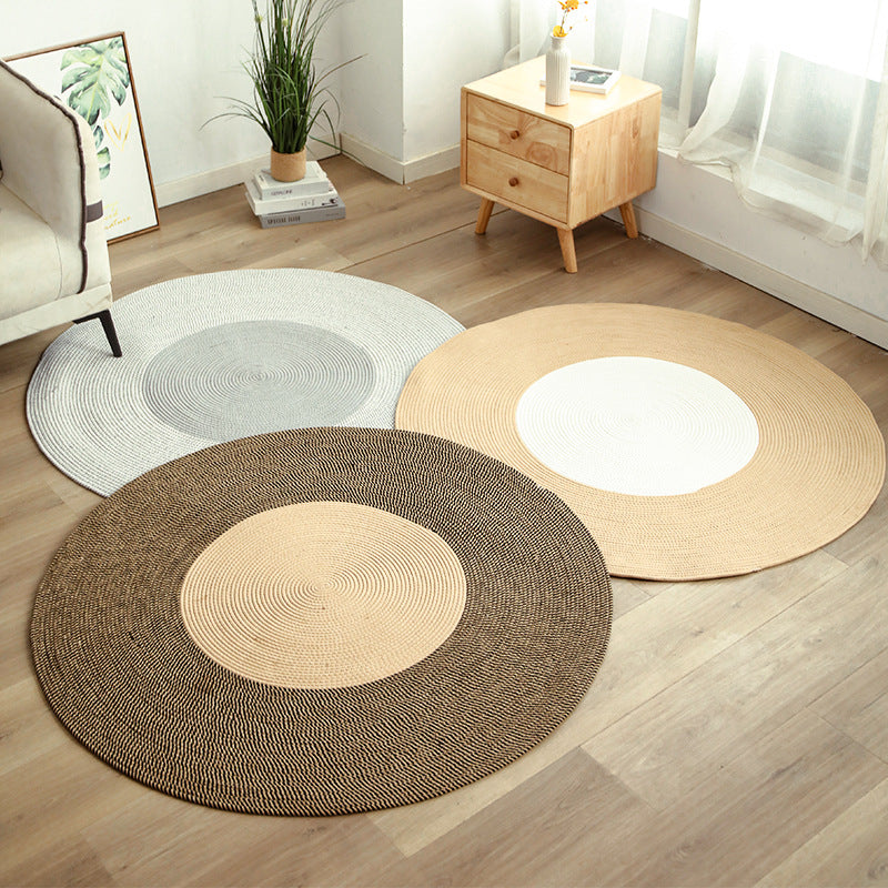 Round natural fiber rugs