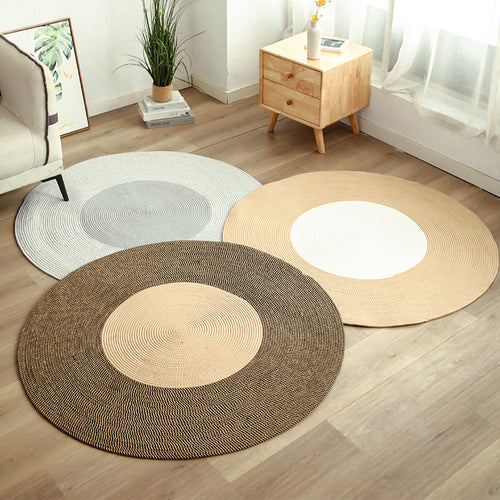 Round natural fiber rugs