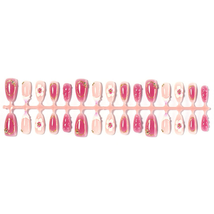 Artificial nail set with elegant flower accents Bowlift