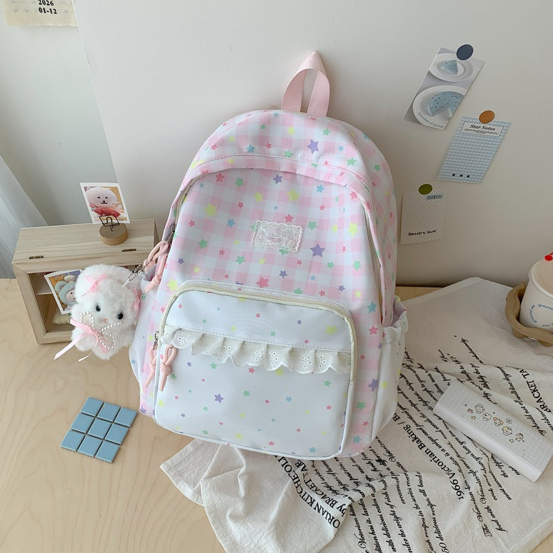 Playful Star Patterned School Backpack