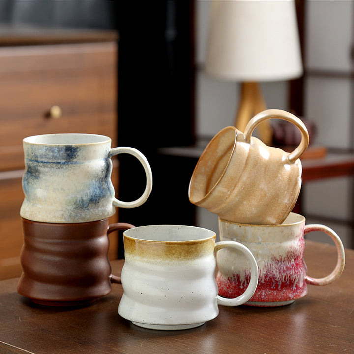 Handcrafted Wavy Ceramic Coffee Mug Bowlift