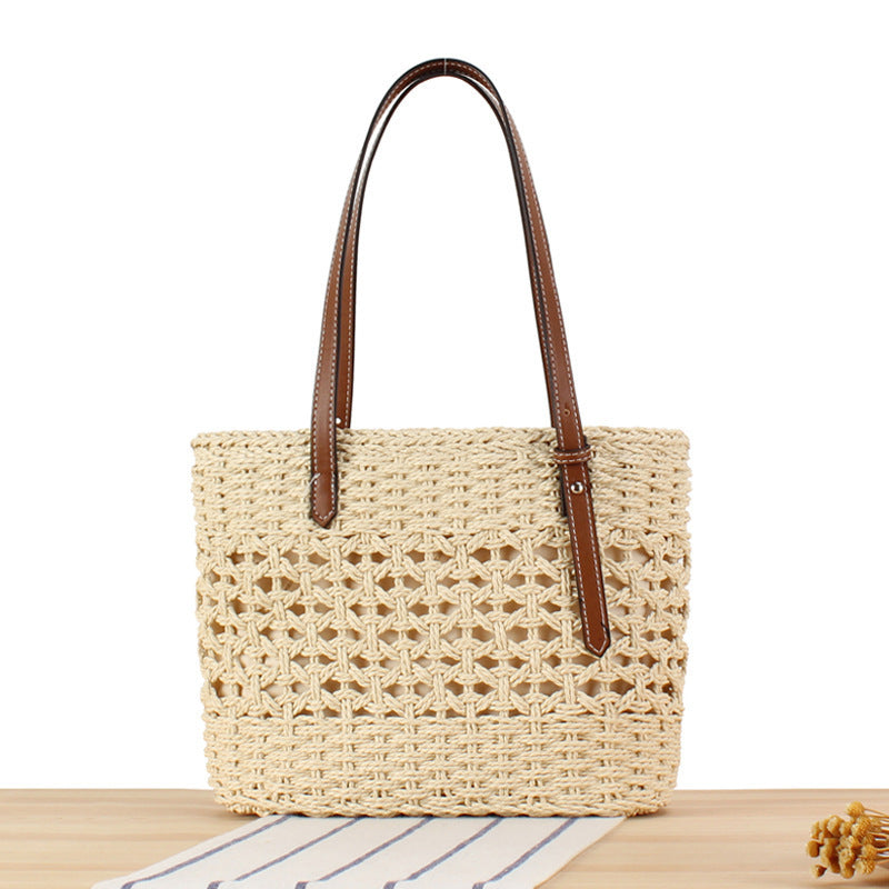 Handbag Made of Handwoven Braid with Sturdy Leather Handles Bowlift