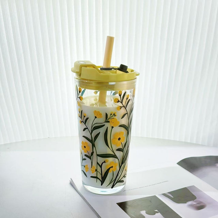 Women's drinking cup with practical silicone protective sleeve and decorative floral patterns Bowlift