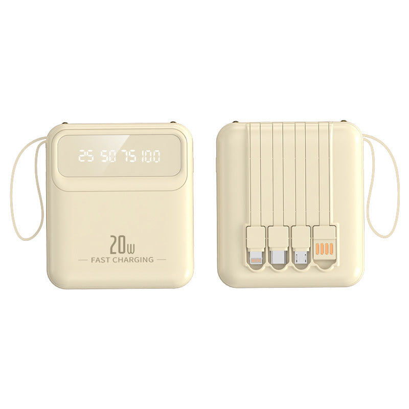 Portable power bank with integrated charging cables and digital capacity display Bowlift