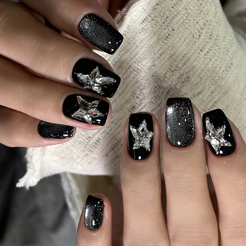 Glamorous Artificial Nail Tips with Rhinestone Details Bowlift