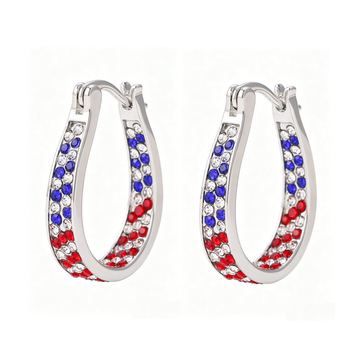 Women's Pavé Hoop Earrings with Crystal Decoration and Hinge Closure Bowlift