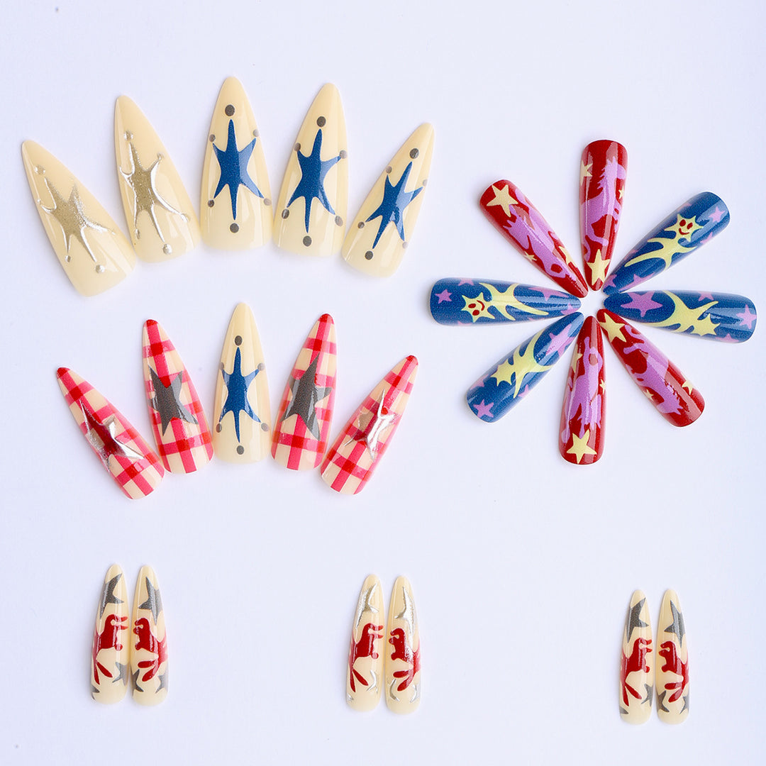 Artistic fake nails with Creative Pop-Art Design Bowlift