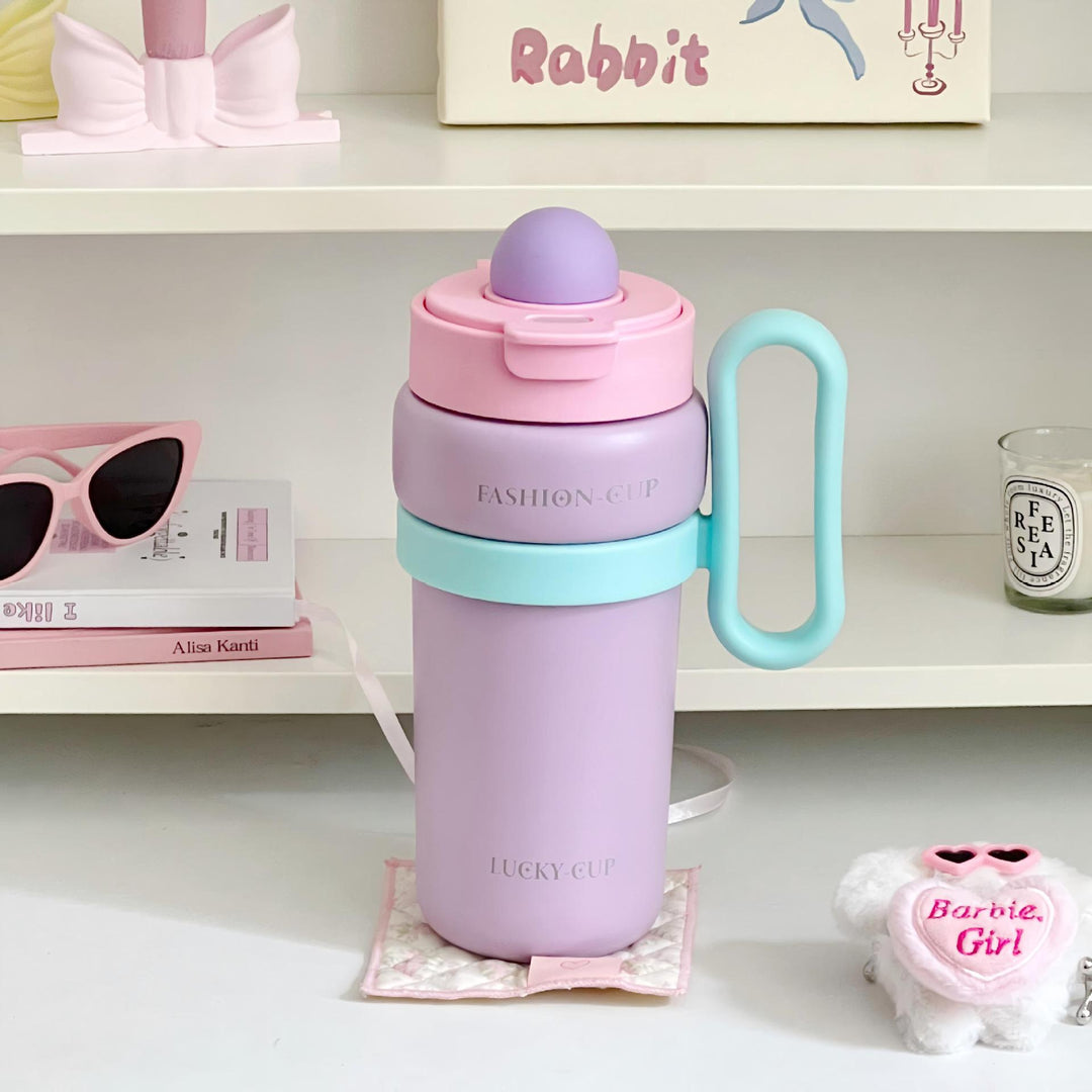 Ladies Multifunctional Insulated Bottle with Unique Lid Bowlift