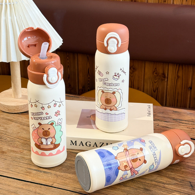 Ladies Insulated Drinking Bottle with Colorfully Designed Animal Motif Bowlift