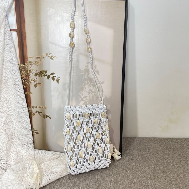 Hand-knotted shoulder bag with shells Bowlift