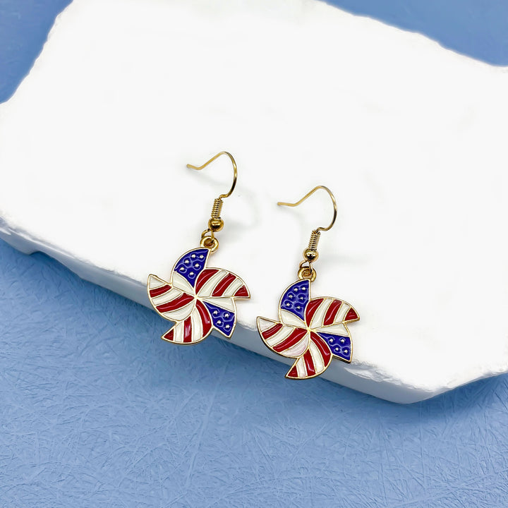 Women's nan long patriotic mesh tassel dangle earrings Bowlift