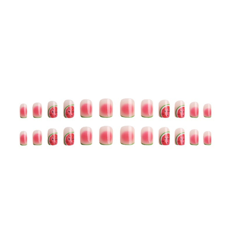 Creative acrylic nail set with watermelon pattern Bowlift