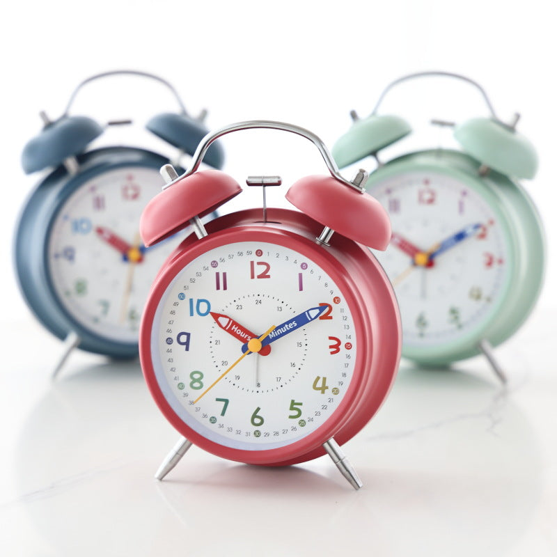 Learning clock with double bell mechanism Bowlift