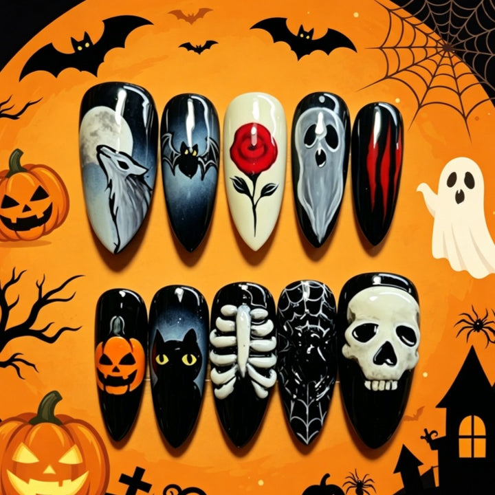 Halloween-Themed Decorative Press-On Nail Set Bowlift